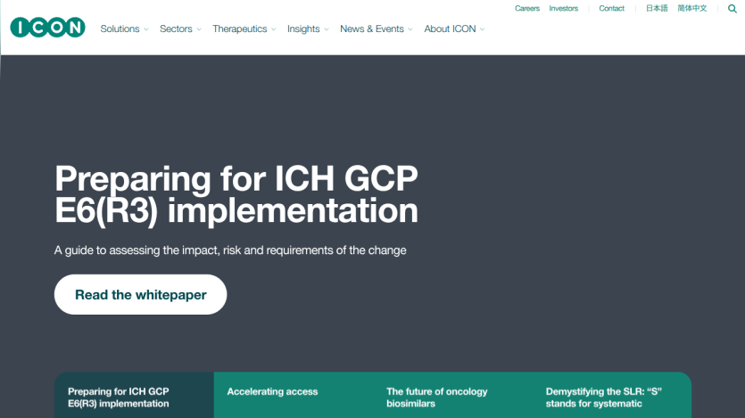 Guide on ICH GCP E6(R3) implementation with a call to action to read the whitepaper.