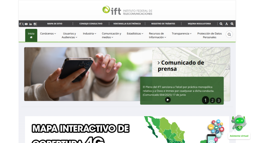 Homepage of IFT with navigation menu and press release section visible.