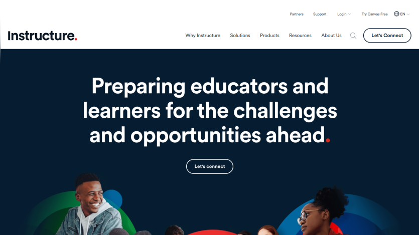 Homepage featuring a message about preparing educators and learners, with a call to action button.