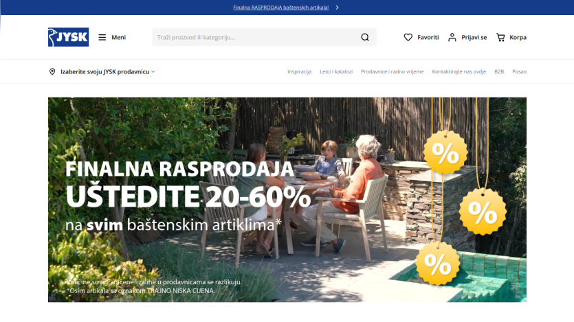 Promotional banner for a sale offering 20-60% off on garden items with people enjoying the outdoors.