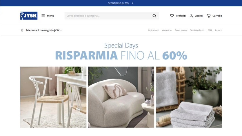 Promotional banner for special days with discounts up to 60%, featuring home decor items.