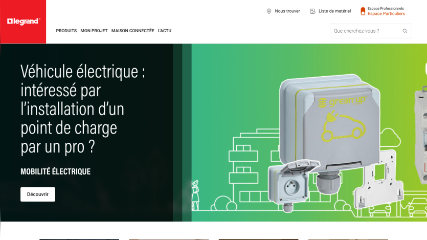 Homepage promoting electric vehicle charging solutions with a call to action.