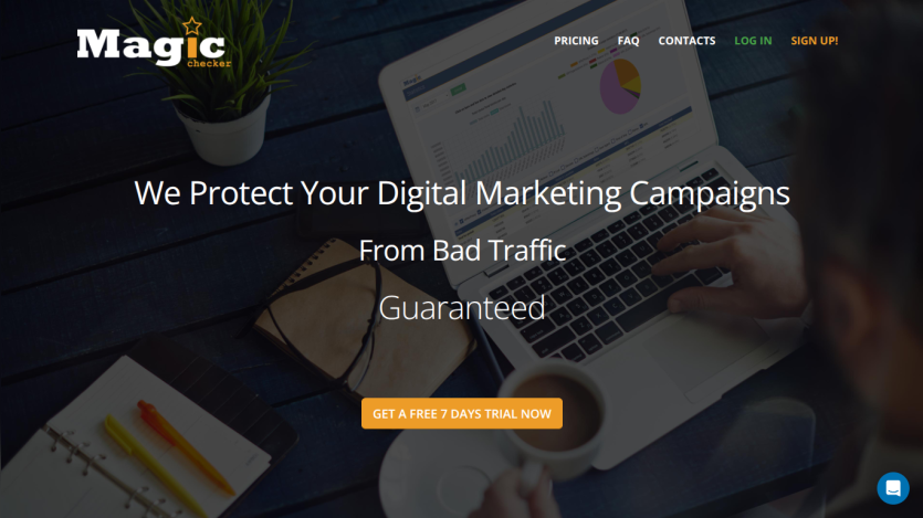 Digital marketing protection service with a call to action for a free trial.