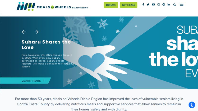 Website homepage with navigation bar, main headline, and call-to-action button in hero section