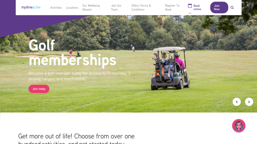 Golf memberships offering access to 11 courses and 3 driving ranges with a join today button