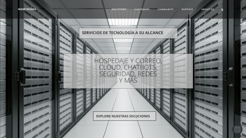 Technology services including hosting, email, cloud, chatbots, security, and networks with a data center background
