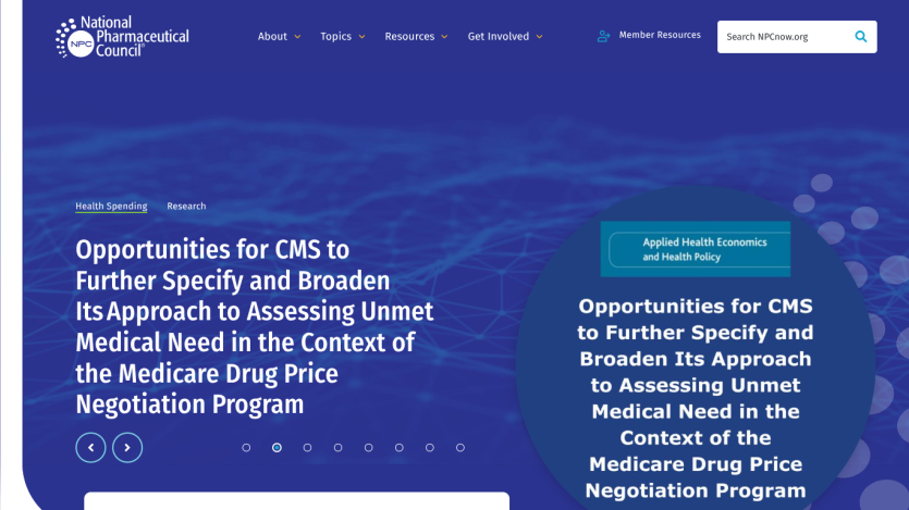 National Commercial Cannabis Council homepage with headline about CMS opportunities for Cures to Further Specify and Broaden Its Approach