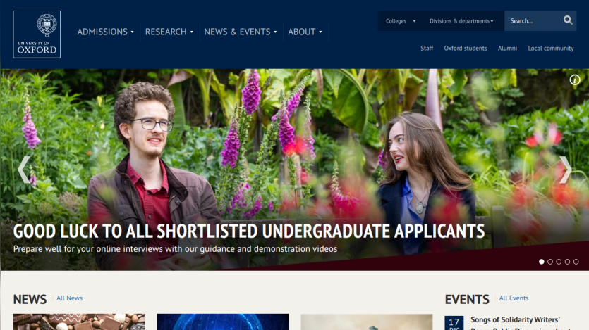 Homepage with navigation bar, large hero image showing a woman in a yellow jacket, and headline text about a new collection