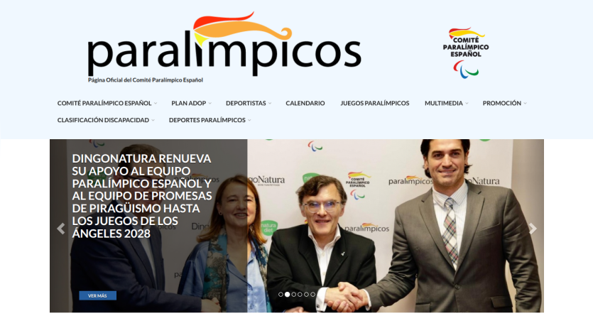 Official Spanish Paralympic Committee website with news about Dingonatura supporting the team until 2028 Los Angeles Games