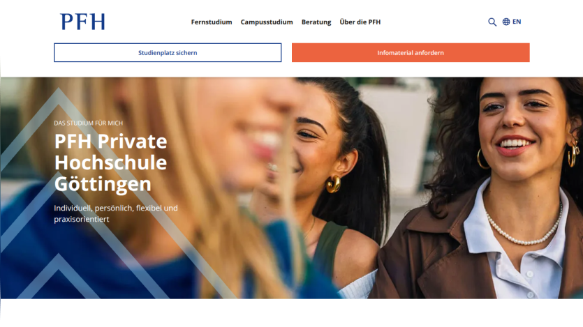 PFH Private Hochschule Göttingen offers individual, personal, flexible, and practice-oriented studies with options for distance and campus study.