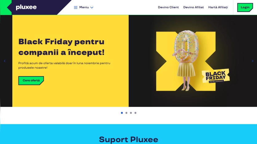 Black Friday offer for companies with a call to action button and a creative donut-shaped figure