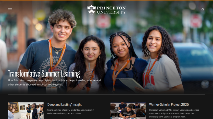 Princeton University summer learning program with students and key information highlighted.
