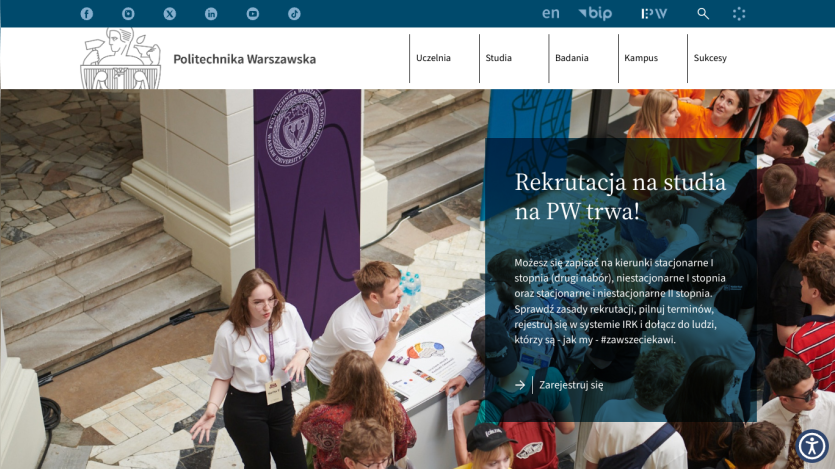 Recruitment event at PW, featuring students engaging at a booth.