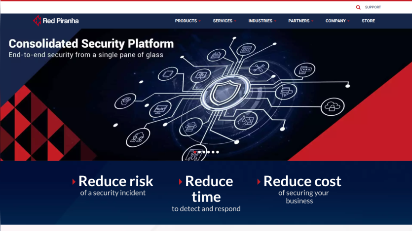 Red Piranha homepage featuring Crystal Eye DISP solutions with risk, time, and cost reduction benefits