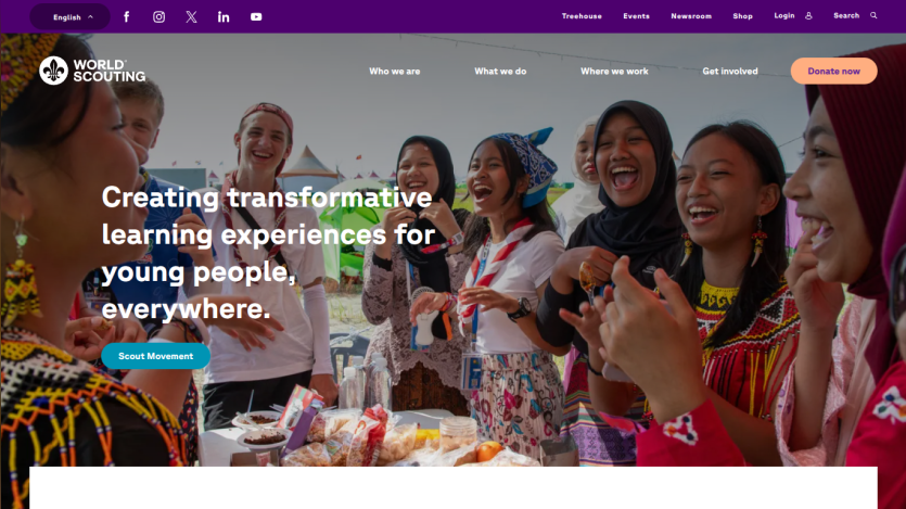 A diverse group of young people engaging in a learning experience, with a call to action button.