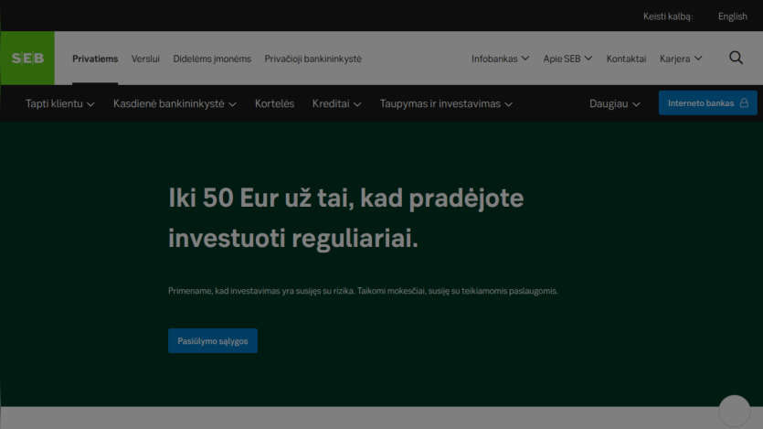 Investment promotion with a call to action button on a dark green background.