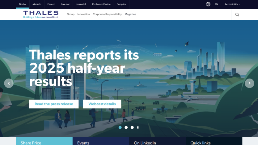 Thales reports its 2025 half-year results with a call to action for the press release.