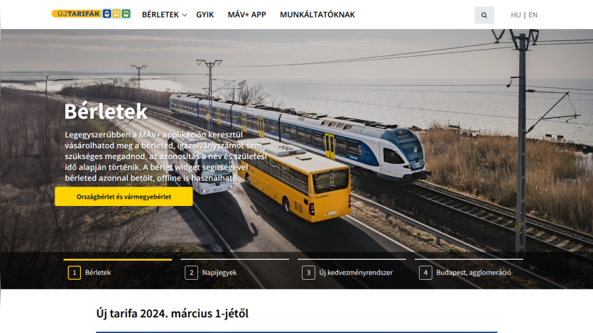 Public transport ticket options with new tariffs effective March 1, 2024, featuring trains and buses
