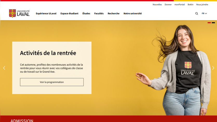 Homepage featuring activities for the new school year with a smiling student and a call to action.