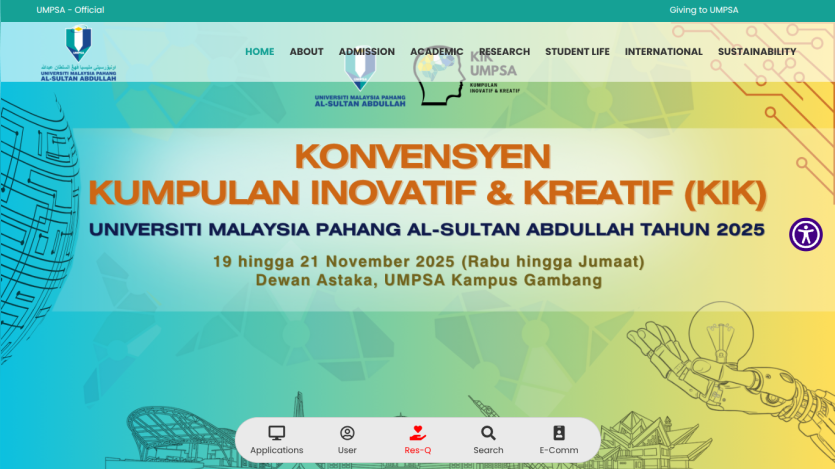 Convention for Innovative and Creative Groups at Universiti Malaysia Pahang Al-Sultan Abdullah from 19 to 21 November 2025 at Dewan Astaka, UMPSA Gambang Campus