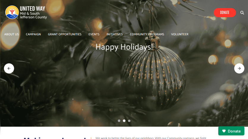 Homepage with top navigation bar, main headline, and a large hero image showcasing product features