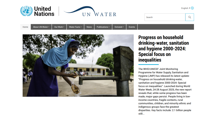 UN Water report on household drinking water and sanitation progress, highlighting inequalities.