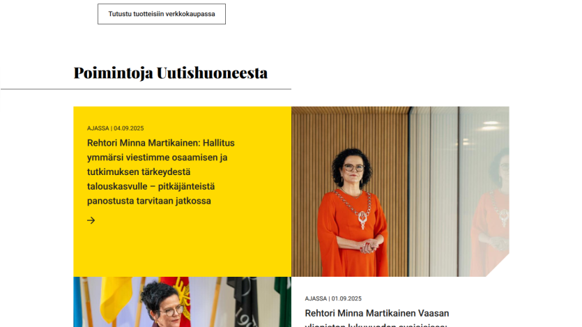 Homepage featuring articles with images and text about current topics.