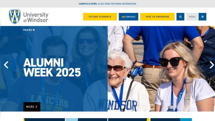 University of Windsor's Alumni Week 2025 promotional banner with event details.