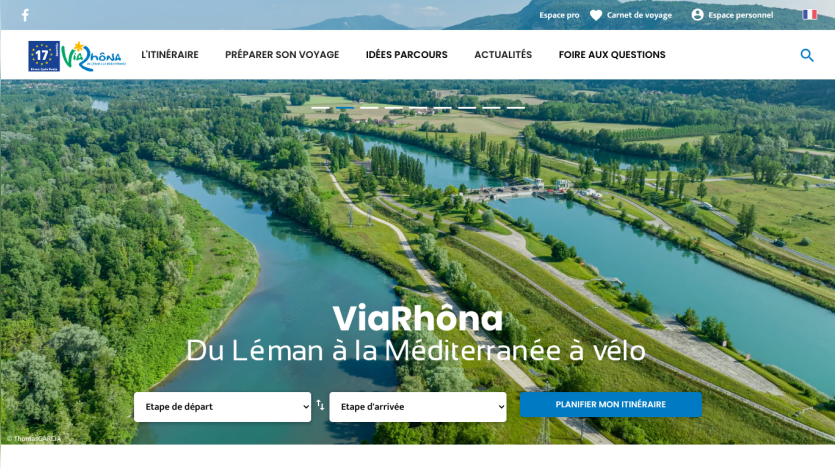 ViaRhôna cycling route from Lake Geneva to the Mediterranean with itinerary planning options