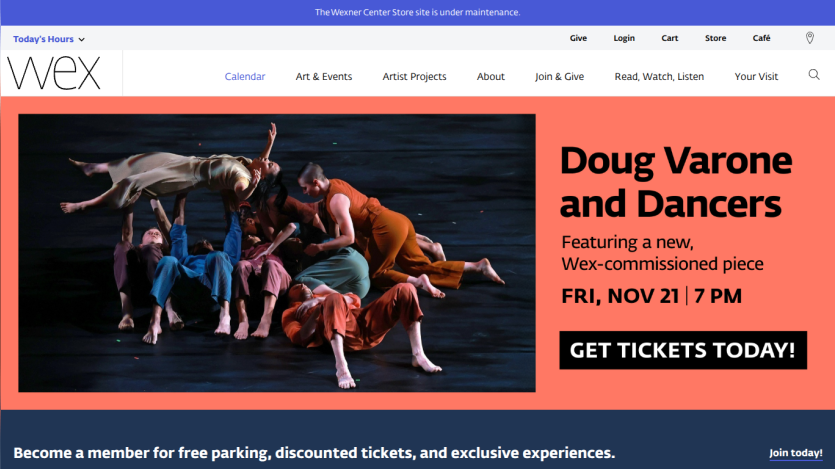 Doug Varone and Dancers event on Nov 21 at 7 PM with ticket purchase call to action