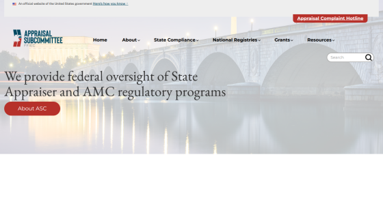 Federal oversight of State Appraiser and AMC regulatory programs with navigation and search