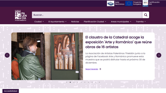 City website header with search bar and navigation