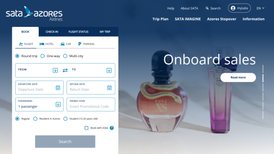 Data2Rates homepage with search form for flights and a hero image promoting onboard sales