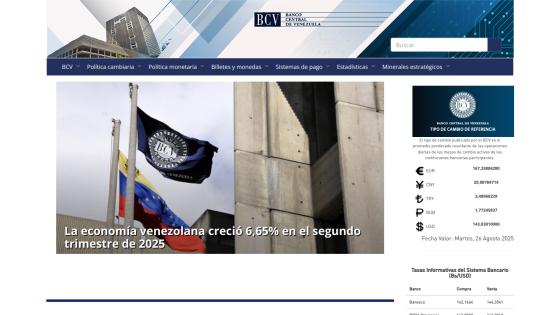 Venezuelan economy growth headline with flags and building image.
