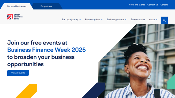Promotional banner for Business Finance Week 2025 with a smiling woman and event details.