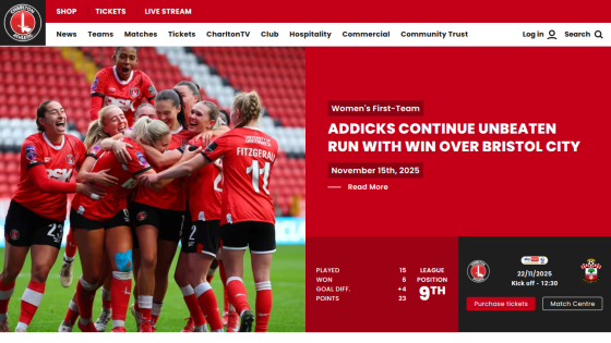 Charlton Athletic women's team celebrates win over Bristol City with match stats and upcoming game info