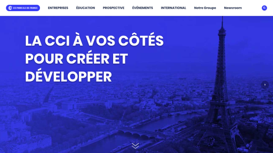Main headline promoting support for businesses with a view of Paris.