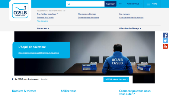 CGSLB union homepage with November call to action and search for local CGSLB offices