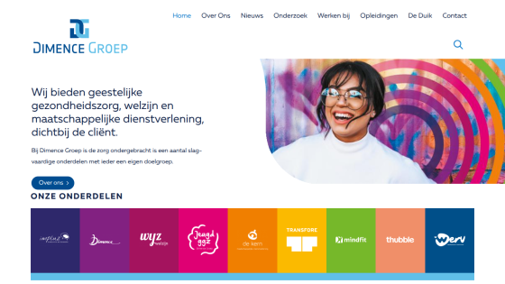 Homepage header with navigation menu and hero section featuring a headline, subheadline, and call-to-action button.