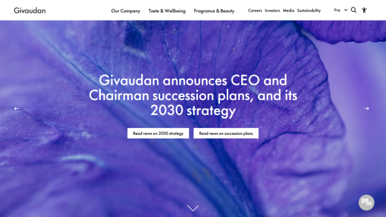 Givaudan announces CEO succession plans and its 2030 strategy on a floral background.