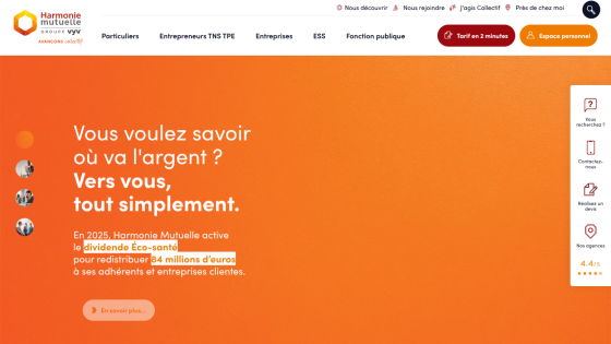 Homepage with a call to action about financial information in an orange theme.