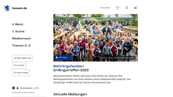 Event announcement for Mehrfamilien Drillingstreffen 2025 with a group photo.
