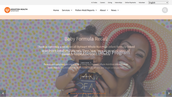Houston Health Department Maternal and Child Health Program with smiling woman and child