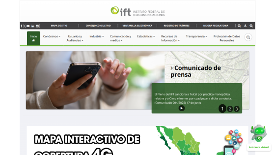 Homepage of IFT with navigation menu and press release section visible.