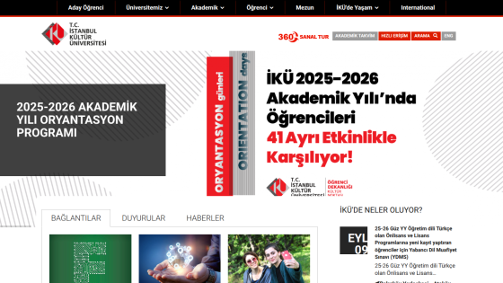Homepage of a university orientation program for the 2025-2026 academic year.