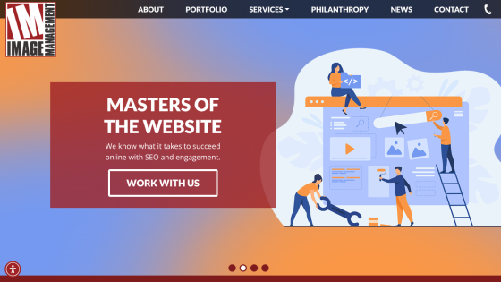 Website homepage showcasing over 1,000 websites developed with a call to action to work with the company