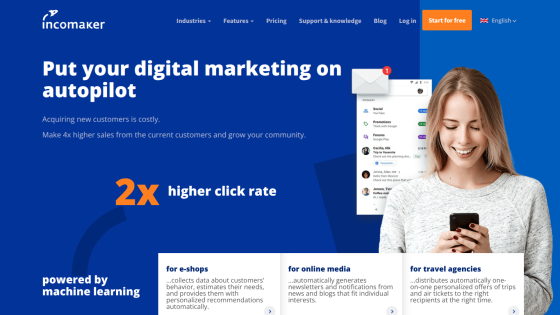 Digital marketing service offering higher click rates with a user-friendly interface.