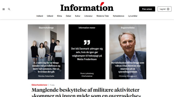 News website featuring articles and images of contributors with headlines.