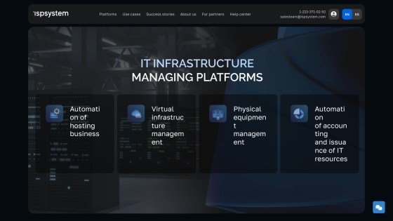 IT infrastructure management platforms with four service descriptions and icons.
