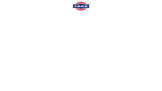 FAGE website header with logo and navigation links for products, nutrition, recipes, and company story